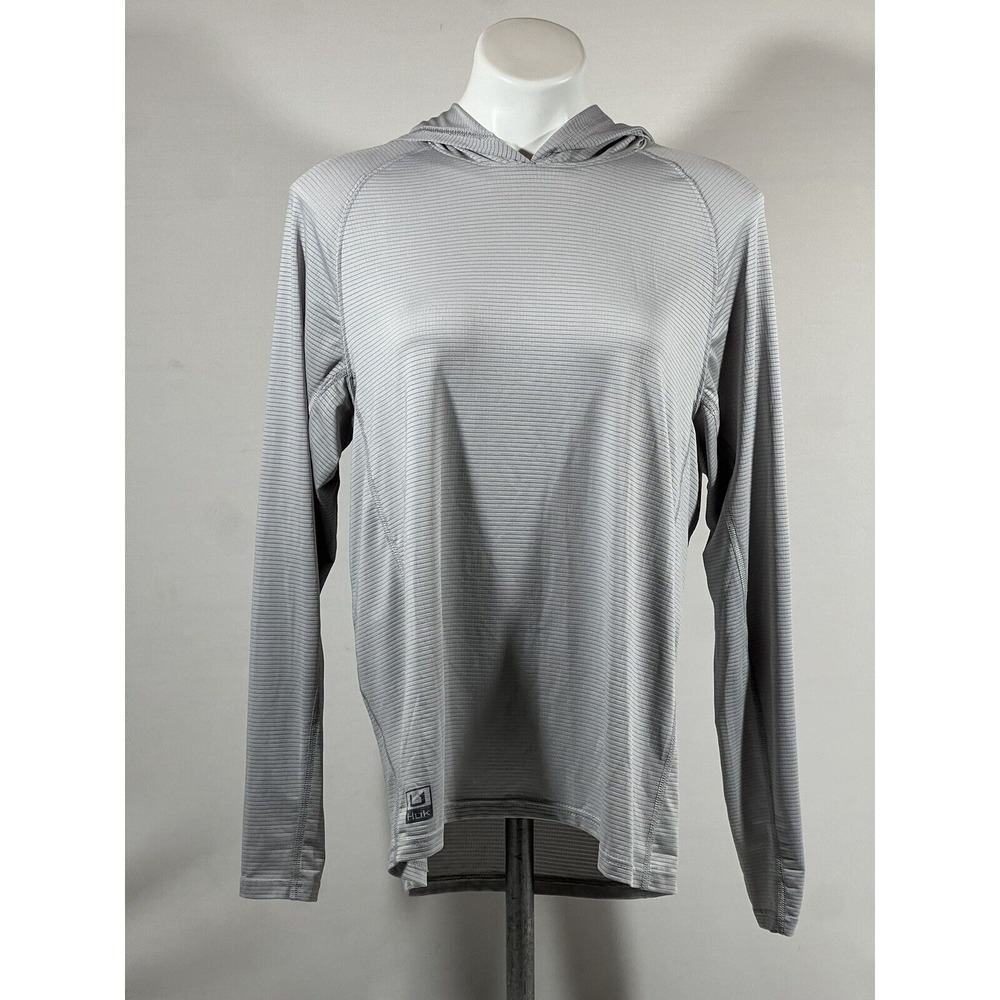 HUK Hoodie Mens Small Gray Quick Dry Fishing Coastal Gorpcore Pullover